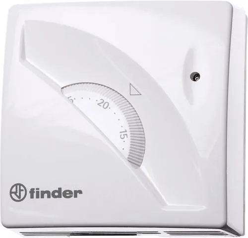 Finder Raumthermostat mechanisch 1T.01.0 - Präziser Raumtemperaturregler für effizientes Heizen und Kühlen, einfach zu bedienen mit Drehregler, ideal für den professionellen Einsatz in Wohnräumen.