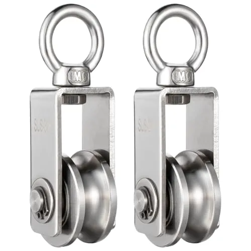 Umlenkrollen mit 2 Kugellager, Seilrolle Fitness Edelstahl 304 Flaschenzug für Seile Stahlseil, Tragkraft 250kg