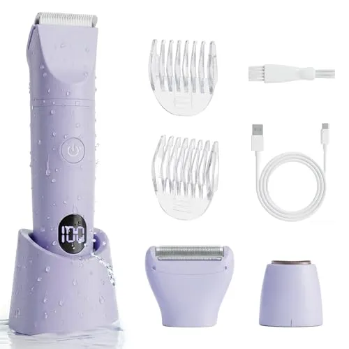 Rasierer Damen Elektrisch IPX6 Wasserdicht 90 Minuten USB-C | 3 in 1 Intimrasierer für Frauen Nass/Trocken Damenrasierer Elektrisch für Beine, Arme, Achseln und Bikinizone