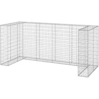 DELUKE Gabionen Mülltonnenbox für 3 Tonnen, verzinkter Stahl 110x254x100cm
