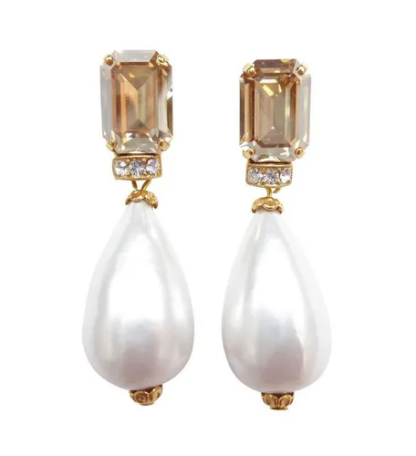Mugello Paar Ohrclips Mona Clips Citrin in beige von Mugello