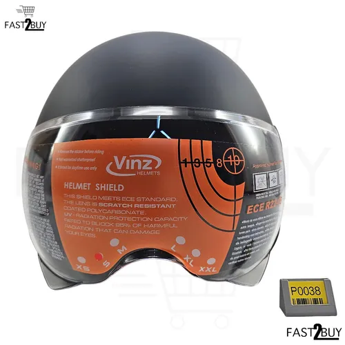Vinz Duoro Jethelm Motorradhelm Matt Schwarz Visier von Vinz