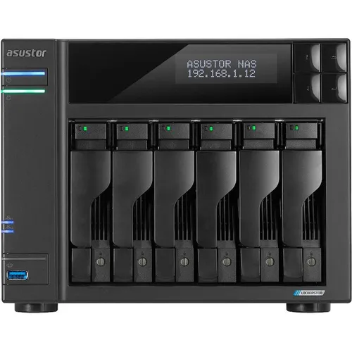 Asustor Lockerstor 6 Gen 2 AS6706T - 6 Bay NAS - NAS-Server mit Quad-Core 2.0GHz CPU, 4 M.2 PCIe 3.0 Slots und 2.5GbE Ports für superschnelle Datenübertragung und 4K-Transcoding.