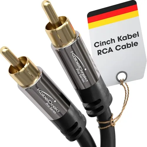 KabelDirekt – Cinch-Subwoofer-Kabel – 0,5m – 1-auf-1, Mono