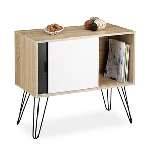 Retro Sideboard 60er Design - Holz Kommode Schwarz Weiß - Stilvolles Sideboard im Retro 60er Design, ideal für Badezimmer. Mit 1 Schublade und kompakten Maßen, bringt es Vintage-Charme in jeden Raum.