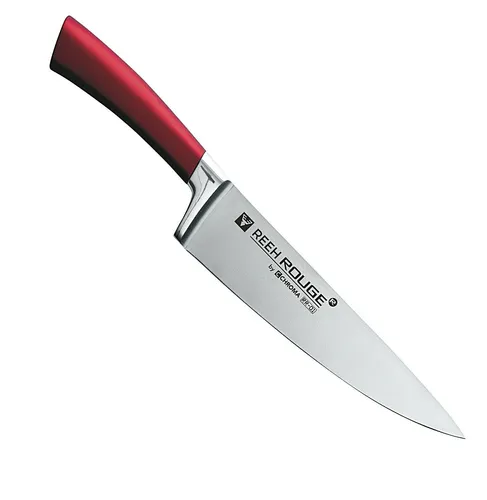 REEH ROUGE Kochmesser RR-01 by CHROMA - Küchenmesser in Rot/Silber mit ergonomischem Silikongriff für optimale Handhabung und Präzision beim Schneiden.