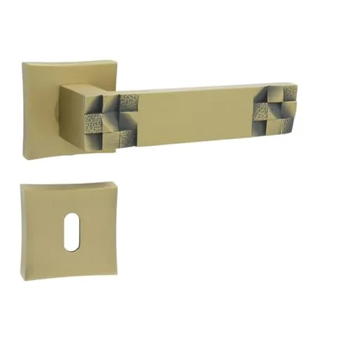 domino Türgriff Drückergarnitur BB-Buntbart Set Vierkant-Rosette Türklinke für Zimmertür, Bürotür, Kellertür & Innentür Türbeschläge aus Znal Bronze Türdrückergarnitur TORO-QR M3 MAT