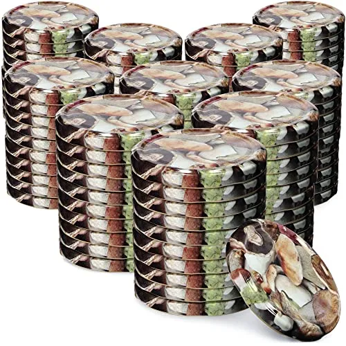 KADAX Schraubdeckel fi82 mm, Twist-Off-Deckel Set aus Metall, Ersatzdeckel für Einmachgläser, Deckel mit 6 Einrastzähnen für Sturzgläser und Einmachgläser (Pilze, 100 Stück)