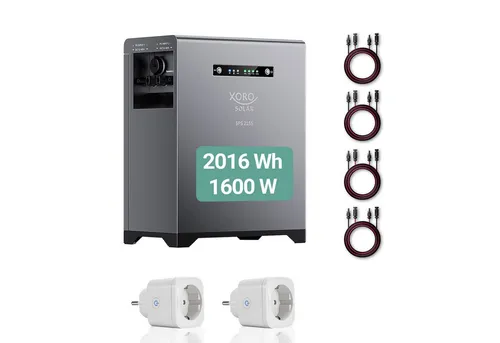 XORO SOLAR SPS 2155 - Hochleistungs Solarspeicher mit 2 kWh LiFePO4 Akku - Powerstation für Innen- und Außenbereich, wetterfest nach IP65, einfache Plug & Play Installation, langlebige LiFePO4 Akkuzellen für hohe Sicherheit und lange Lebensdauer.