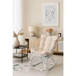 HOFMANN LIVING AND MORE Schaukelsessel - Handgeflochten - Funktionssessel mit Wippfunktion, handgefertigt aus natürlichem Rattan, ideal für entspannende Momente in Ihrem Zuhause. Pflegeleicht und sofort einsatzbereit!