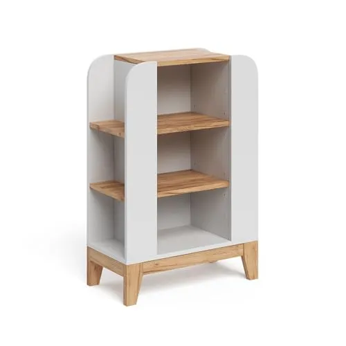 VitaliSpa Kinderregal Malia, Weiß/Artisan, 60 x 88 cm mit 9 fächern, mit höhenverstellbaren Einlegeböden und offenem Stauraum