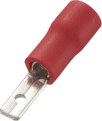 Produktbild TRU COMPONENTS 736753-2.5 Flachstecker Steckbreite: 2.8mm Steckdicke: 0.8mm 180° Teilisoliert Rot 100St.
