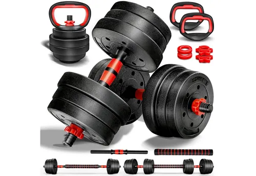 RE:SPORT® Hantelset 20 kg mit Kettlebell und Langhantel in schwarz von RE:SPORT