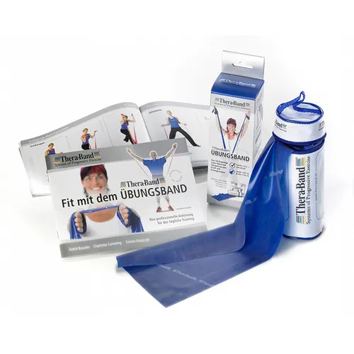 Thera-Band® 2,5m BLAU Extra Stark in der Zippbox + Übungsanleitung THERABAND