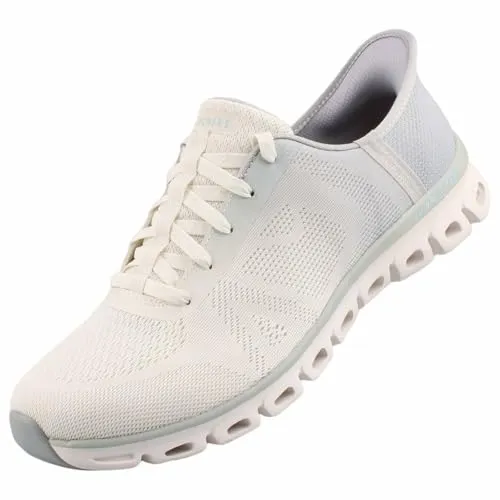 Skechers Glide-Step Excite-Sneaker für Damen, Graues cremefarbenes Netzgewebe, 39.5 EU