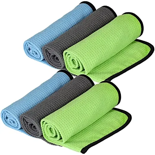 Mach1 6 Stück Mikrofasertuch 40x60 cm Premium Mikrofaser Glastücher mit 400g/m² in Profiqualitä – fusselfreie Scheibentücher für Haushalt, Büro und Auto