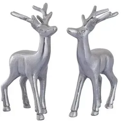 Amagohome Deko Figur Hirsch 2er Set Tischdekoration Tierfigur Metall Weihnachtsdeko Aluminium massiv : silber