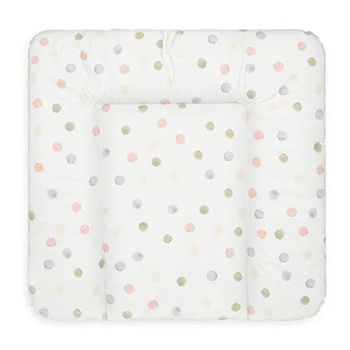 BONKY® Wickelauflage 75x72 cm - weiche Wickelunterlage - Baby Wickeltischauflage - Wasserdischt - Abwaschbar - Made in EU - 100% Oeko TEX - Farbige Punkte