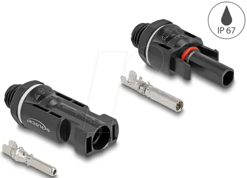 DELOCK 60028 - DL4 Solar Geräteeinbauverbinder zum Crimpen, IP67 wasserdicht und ideal für sichere Verbindungen in Photovoltaikanlagen