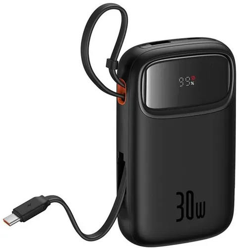 Baseus Qpow 2 Powerbank 10000 mAh - Schwarz - Powerbank mit 10000 mAh, ideal für unterwegs, kompakt und leistungsstark für schnelles Laden deiner Geräte.