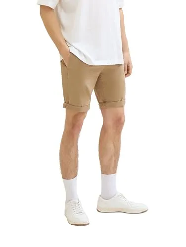 Tom Tailor Denim Herren Slim Chino Bermuda Shorts - Stretch, Everglade Beige, XXL - Herren-Shorts mit Slim Fit und Stretch für optimalen Komfort. Ideal für Sommer, Urlaub und Freizeit mit praktischen Taschen und gekrempelten Beinabschlüssen.