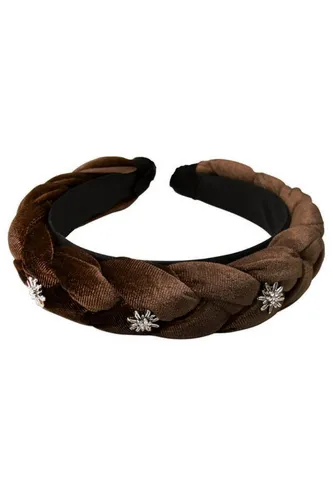 Alpenflüstern Schmuckset Haarreifen - EDELWEISS - Schmuck-Set mit handgefertigtem Haarreifen aus edel schimmerndem Samt, verziert mit funkelnden Edelweißblüten. Ideal für Trachten-Outfits und angenehm zu tragen.