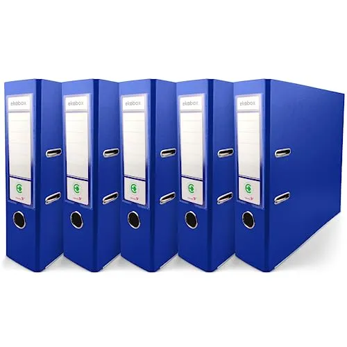 Netuno 5x Akten-Ordner blau DIN A4 2-Ring-Mechanik Ringorder a4 8cm Kunststoff Ordner a4 breit Büroordner Plastikordner Briefordner din a4 Ringmappe breiter Aktenordner 5er pack