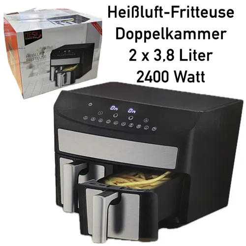 DESKI Heißluft Fritteuse 7,6 L Doppelkammer