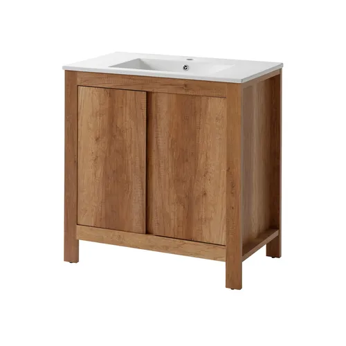 Badmöbel Set 80cm mit Waschbecken und Unterschrank - Badmöbelsets für Erwachsene, modernes Design mit praktischem Hängeschrank und Schublade, ideal für stilvolle Badezimmerlösungen.