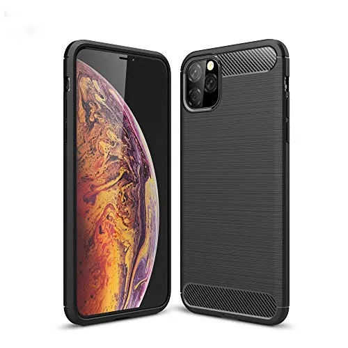 CoverKingz Handyhülle für iPhone 11 Pro Max [6,5 Zoll] - Silikon Handy Hülle im Carbon Design - Soft Case Phone Cover Schwarz