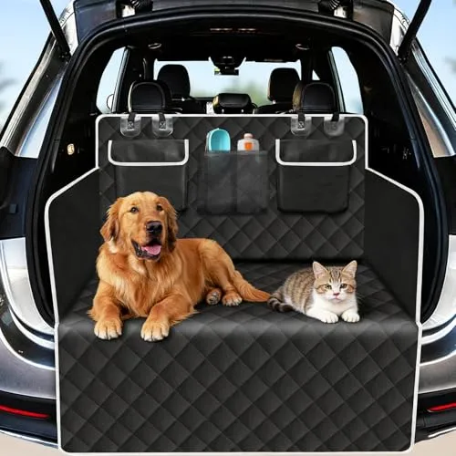 MFUSUL Kofferraumschutz Hund Hundedecke Auto Ladekantenschutz Kofferraum Schutzmatte für Hunde Wasserdicht Kratzfest Kommt mit 3 Ablagefächern Universal für Kombi SUV Reise & Transport für Hunde