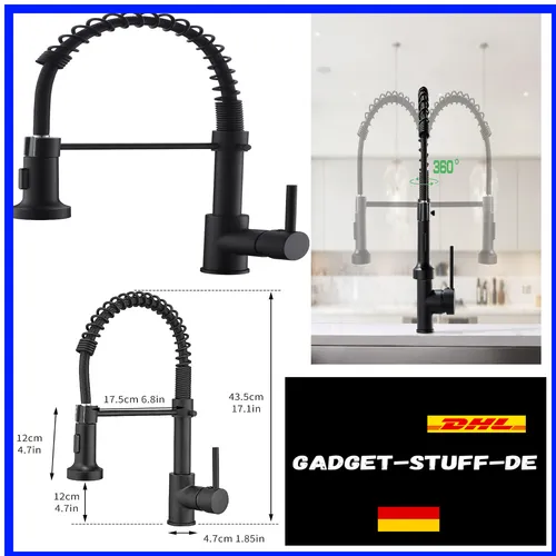 AIMADI Wasserhahn Küche, Küchenarmatur Ausziehbar mit 2 Strahlarten: Gesprüht...