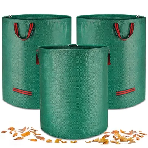 3X 500L Gartenabfallsack stabil - Groß Robust & Faltbar Gartensack für Gartenabfälle - Laubsack aus Polypropylen-Gewebe für Gras Laub Hecke Gartenabfall (500L)