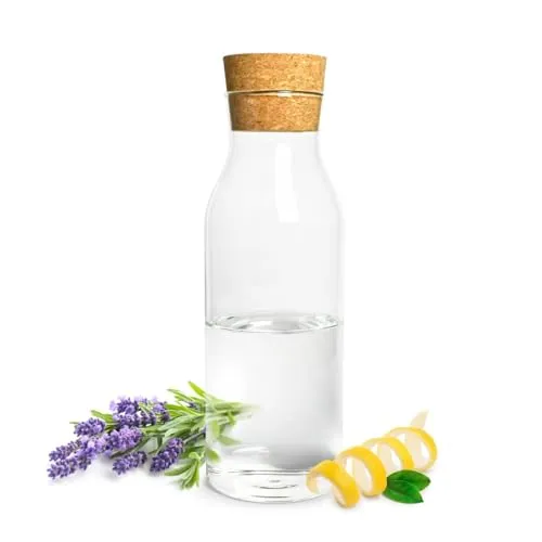 Sendez Glaskaraffe 1 Liter mit Korkdeckel Wasserkaraffe aus Borosilikatglas Weinkaraffe Dekanter hitzebeständig