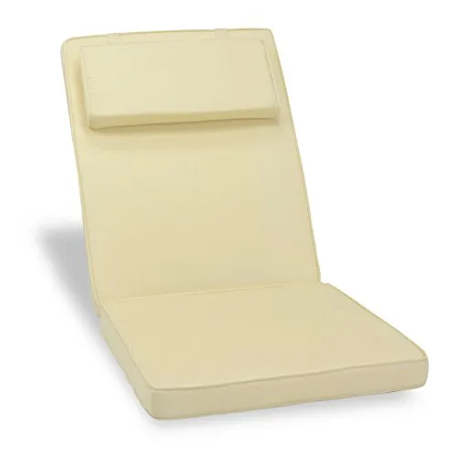 Nexos Divero Sitzauflage Stuhlkissen Sitzpolster für Gartenmöbel wie Hochlehner Gartenstuhl Campingstuhl Klappstuhl – bequem hochwertig robust - creme