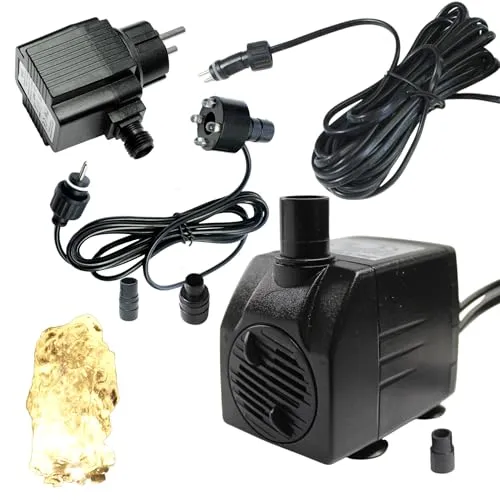 Arnusa Springbrunnenpumpe mit LED Quellsteinbeleuchtung