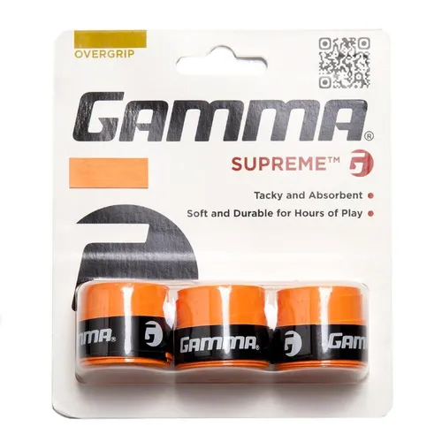 Gamma Übergriffband Supreme Overgrip 3er-Pack - Tennis-Zubehör mit hervorragendem Grip und Komfort, erhältlich in lebhaftem Orange für mehr Style auf dem Platz.