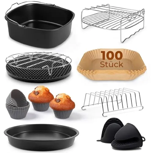 Fentic Heißluftfritteuse Zubehör – 19-Teiliges