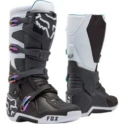 FOX Motion Motocross Stiefel für Männer, schwarz-grau-weiss, Größe 45 - Langlebige Motocross Stiefel mit exzellentem Grip und bewährter Konstruktion. Ideal für Fortgeschrittene bis Profis, ausgestattet mit hochwertigem Kautschuk für optimale Leistung.
