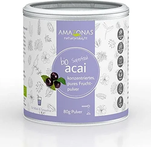 Acai 100% Bio Pulver ohne Trägerstoffe - Reines Acai-Pulver, 100% bio-zertifiziert, reich an Antioxidantien und ideal zur Unterstützung Ihrer Gesundheit.