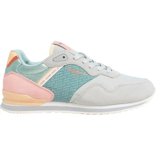 PEPE JEANS London Print Trainers EU 41 - Damen-Sneaker, stilvolle und bequeme Print-Sneaker in hellgrau für einen trendy Look.