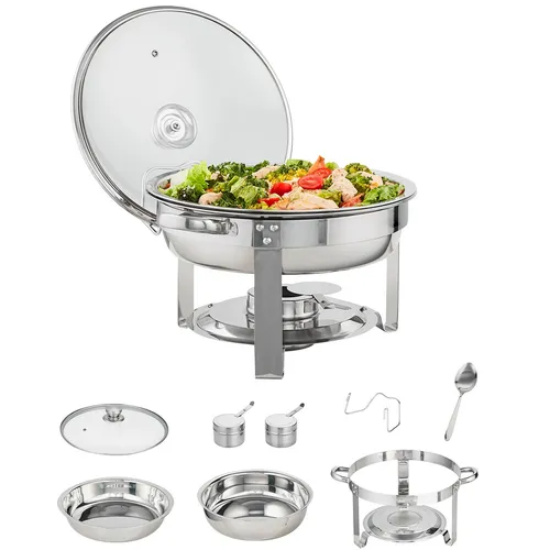 VEVOR Profi Edelstahl Warmhaltebehälter 2x3,5L - Sonstige Gastronomieartikel, ideal zum Warmhalten von Speisen für bis zu 4 Personen, mit abnehmbaren Deckelhaltern und klaren, belüfteten Deckeln für optimale Sicht.