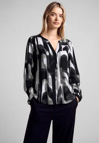 Street One Damen Bedruckte Bluse - Stylische Langarmbluse mit geschlitztem Rundhals und seitlichen Schlitzen, aus weicher Viskose-Qualität – perfekt für einen lässigen Look!