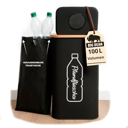 BigDean Pfandflaschen Sammelbehälter 100L inkl. Tragetasche - Flaschensammler Leergut