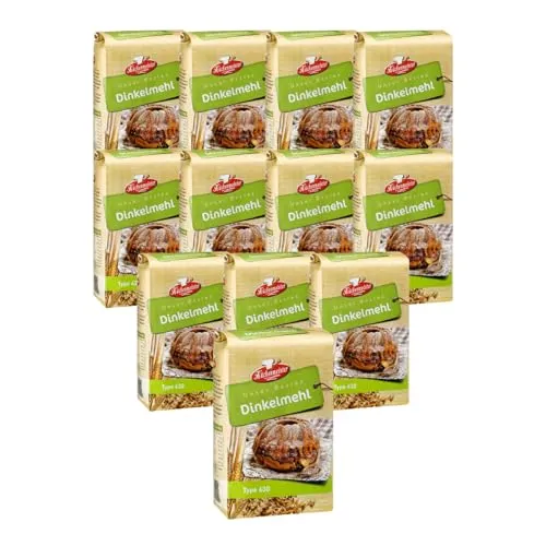 BIELMEIER KÜCHENMEISTER Dinkelmehl Type 630 - 12x1kg - Teffmehl, hochwertiges Dinkelmehl aus regionalem Anbau, ideal für gesunde Backwaren und eine bewusste Ernährung.