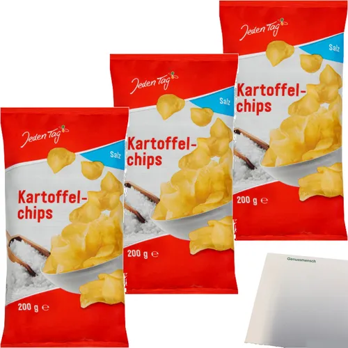 Jeden Tag Kartoffelchips Salz 3er Pack 3x200g Packung usy Block