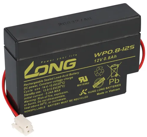 Kung Long Kung Long WP0.8-12S 12V 0,8Ah JST Stecker AGM Blei Batterie Bleiakkus