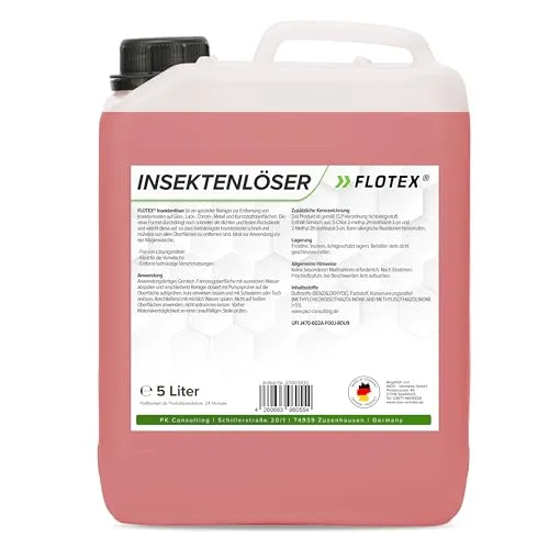 Flotex® Profi Insektenentferner Auto - 5L I Insektenlöser für Auto & Motorrad - Ideal für Glas, Kunststoff, Lack & Chrom I Lackschonender KFZ Insektenentferner- Für optimale Vorwäsche