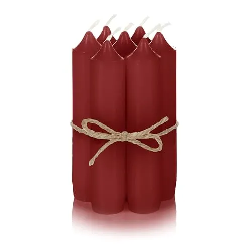 Nordstern Stabkerzen Rot 6er Pack - Kleine Kerzen für Kerzenhalter, Adventskranz oder als Baumkerze - Ideale Tisch Deko für Hochzeit oder Weihnachten - 11 x 2,2 cm