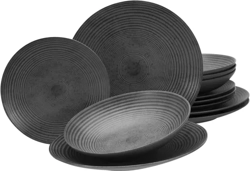 LEONIQUE Tafelservice Andree (12-tlg) für 4 Personen in grau von My Home